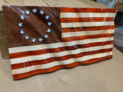 13 Stars - Betsy Ross Padauk & Maple stripes with Walnut Union