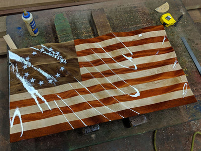 13 Stars - Betsy Ross Padauk & Maple stripes with Walnut Union