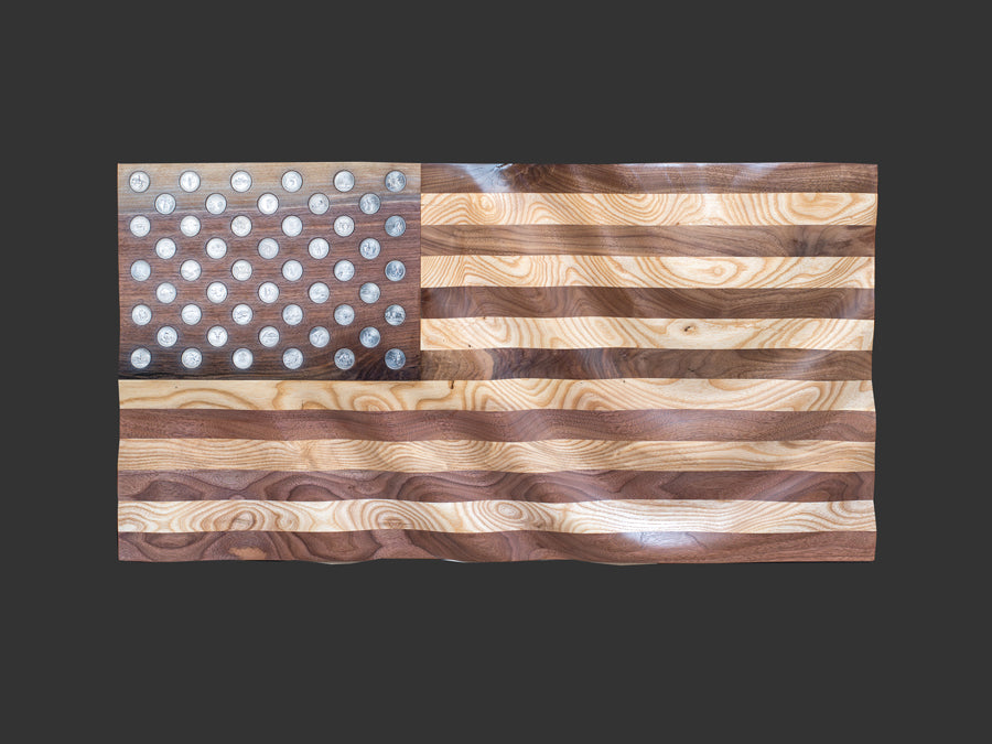 50 State Quarter Wooden Flag